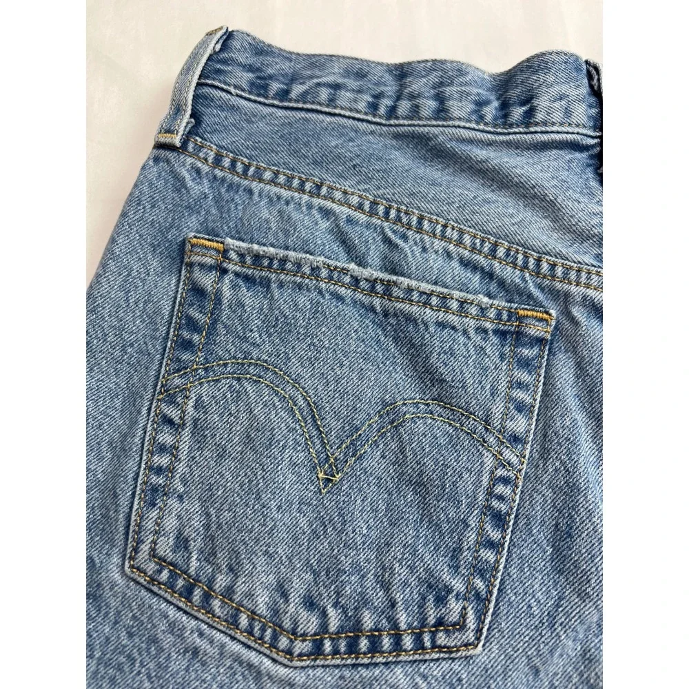 Levi's 501 Original‎ Cut Off Shorts Women 29 Blue Distressed Denim High Rise F1